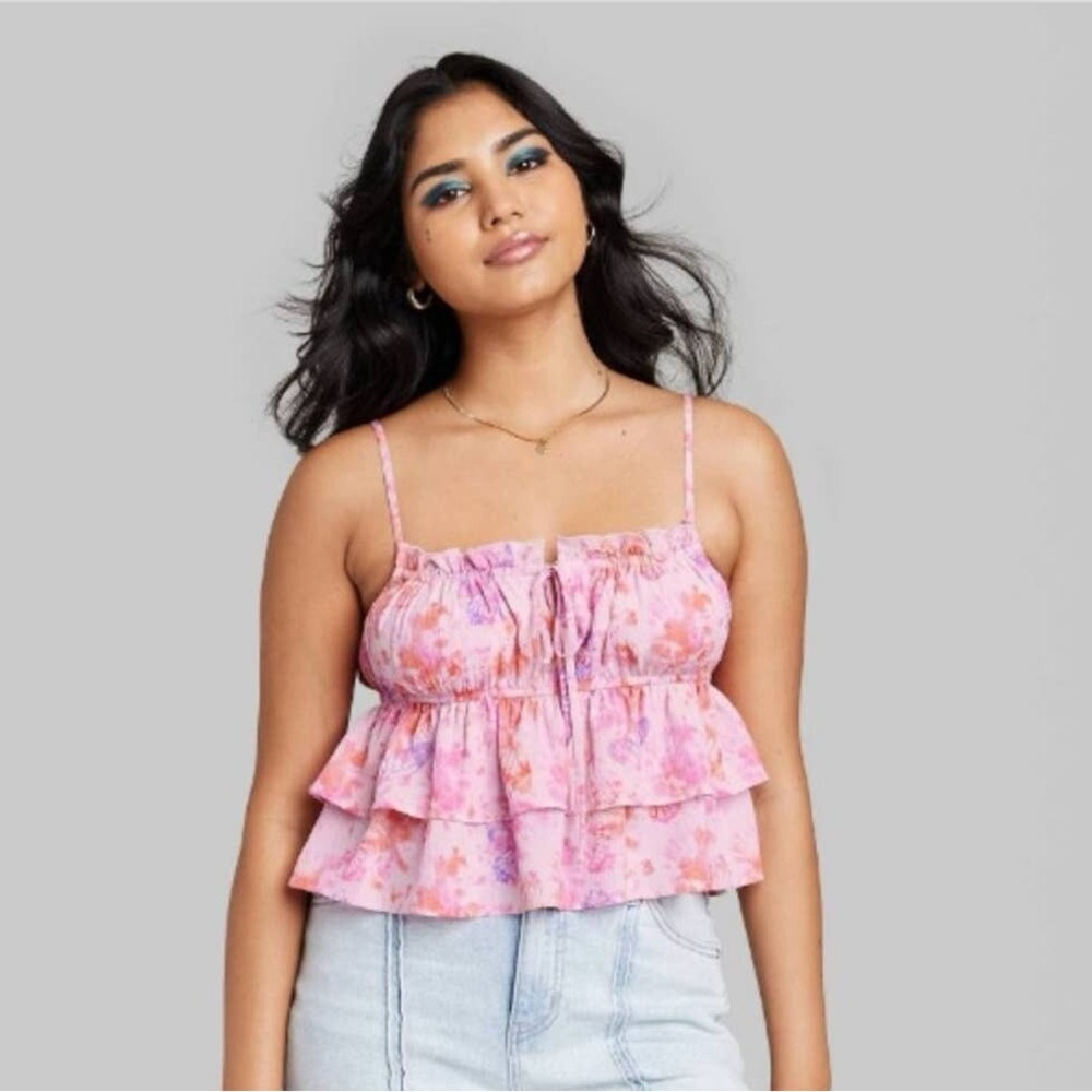 NWT Wild Fable Butterly Tiered Ruffle Tank Top